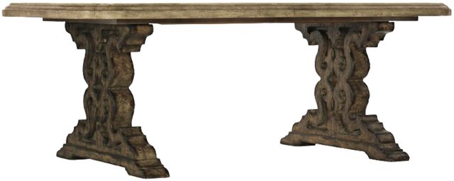 Hooker® Furniture La Grange Le Vieux Barn Wood Double Pedestal Dining Table with Flemish Paint Base-0