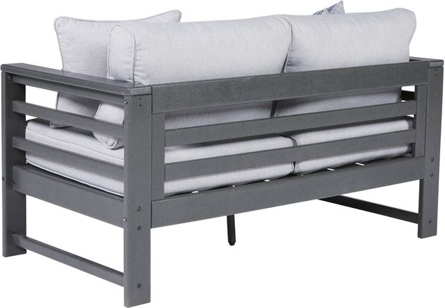 Signature Design by Ashley® Amora Charcoal Gray Fabric/Steel Outdoor Loveseat-3