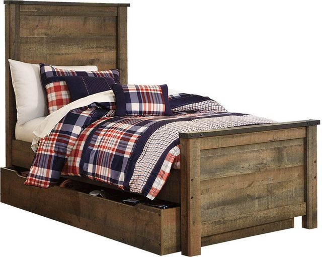 Signature Design by Ashley® Trinell 2-Piece Brown Twin Panel Storage Bed Set-1