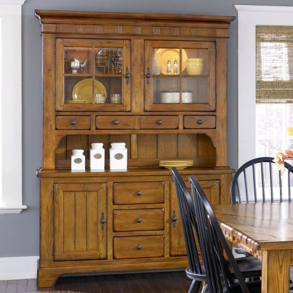 Liberty Furniture Treasures Rustic Oak Hutch and Buffet-1
