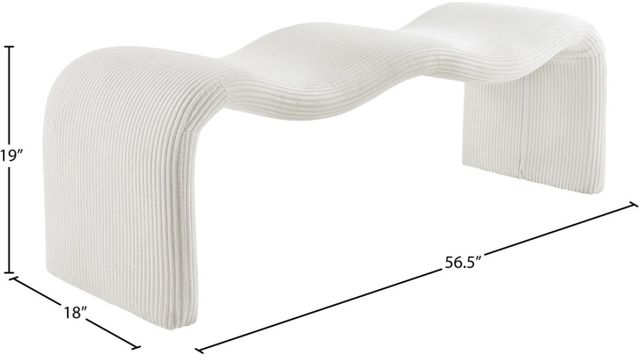 Meridian Furniture Willow Cream Upholstered Bench-3