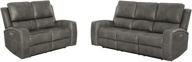 Coaster® Brickston 2-Piece Charcoal Power Reclining Sofa Set with Power Headrest and Lumbar-0