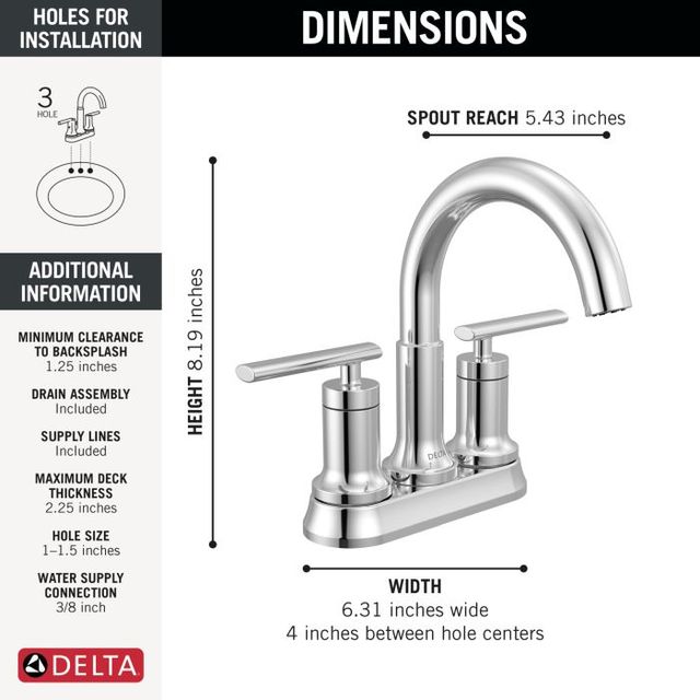 Delta Altado™ Chrome 2-Handle Tract-Pack Centerset Bathroom Faucet-1