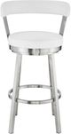 Armen Living Bryant Brushed Stainless Steel/White Swivel Counter Stool-3