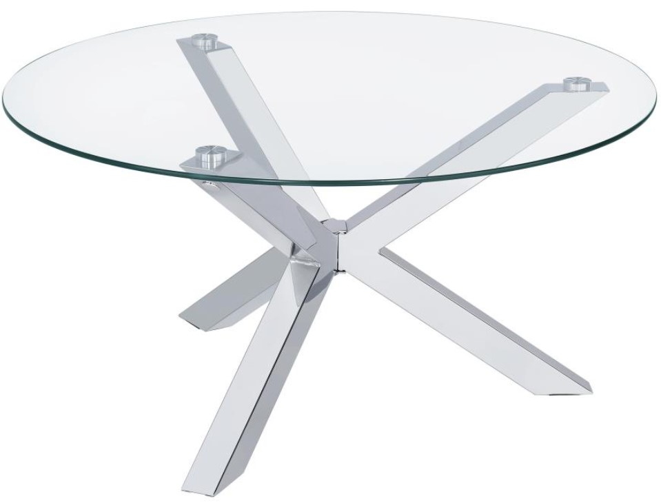 Coaster® Kenzie Tempered Glass Top Coffee Table with Chrome Base