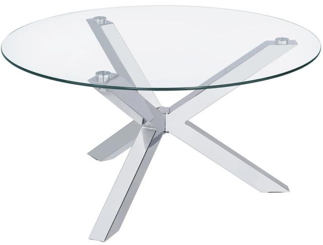 Coaster® Kenzie Tempered Glass Top Coffee Table with Chrome Base-0