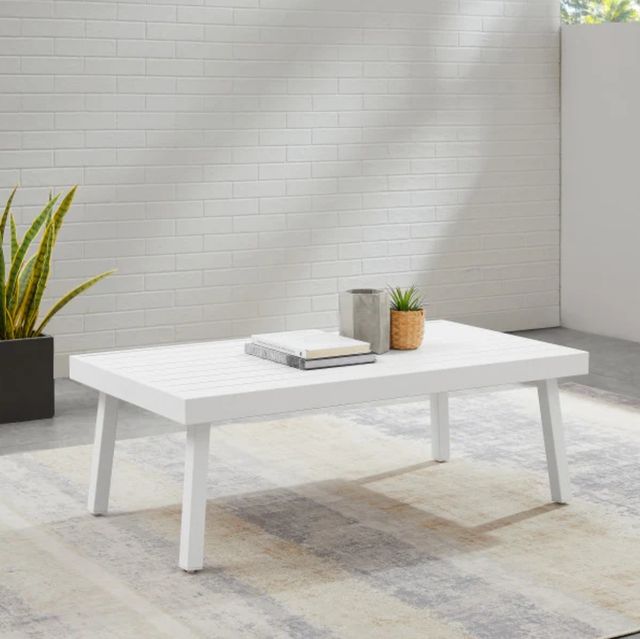 Linon Alora White Aluminum Outdoor Coffee Table-1