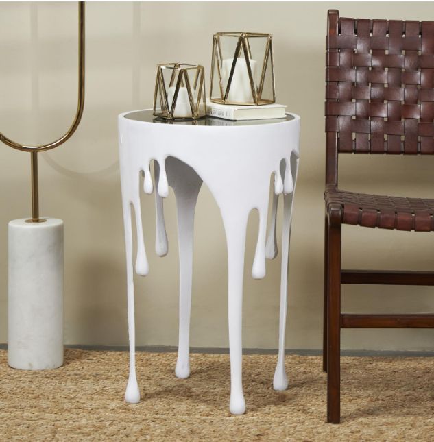 Deco Marche White Drip Accent Table-4