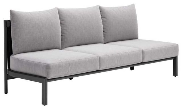 Zuo® Modern Horizon Black/Gray Aluminum Fabric Outdoor Sofa-0