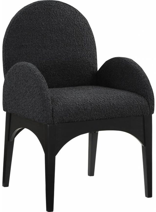 Meridian Furniture Waldorf Black Boucle Upholstered Dining Arm Chair-0