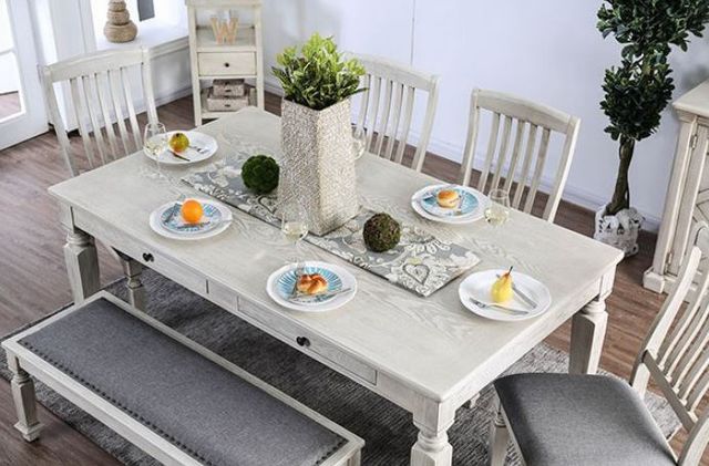 Furniture of America® Georgia 7-Piece Antique White Dining Table Set-1