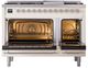 Ilve® Nostalgie II Noblesse 48'' Antique White Pro Style Dual Fuel Range with Chrome Trim-1
