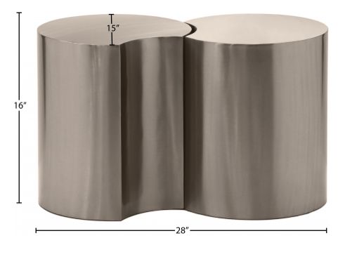 Meridian Furniture Dimple 2-Piece Brushed Silver Modular Nesting End Table Set-3