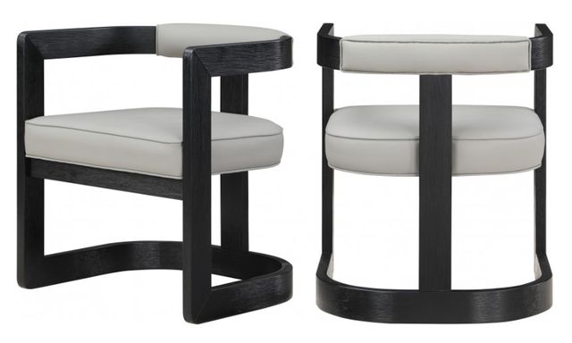 Meridian Furniture Manchester Grey/Black Vegan Leather Dining Arm Chair-2