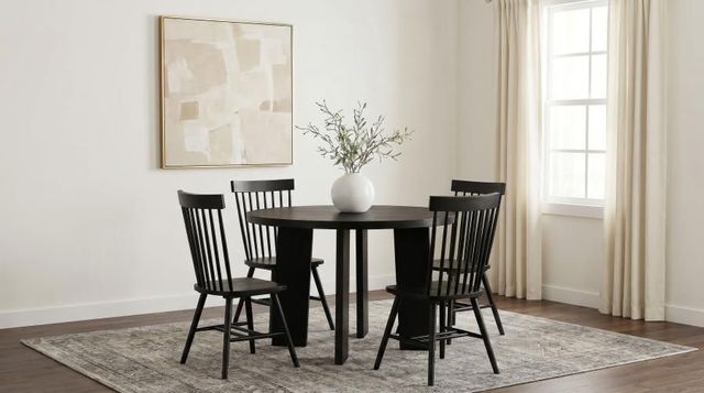 Coaster® Strouse 5-Piece Black Wood Dining Table Set-1