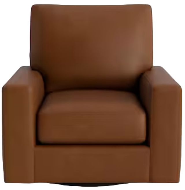 Bassett® Furniture Customizable Benchmade Premier Leather Large Track Arm Swivel Chair-1