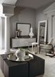 Bernhardt Axiom White Linen Accent Table with Linear Gray Base-1