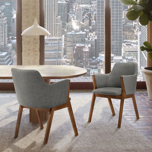 Armen Living Renzo 2-Piece Charcoal/Walnut Dining Side Chair Set-1