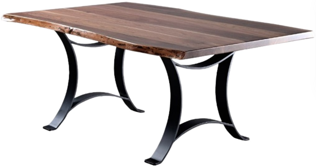 Country View Woodworking Customizable Vail 42" Live Edge Sap Cherry Top Dining Table with Black Powder Base
