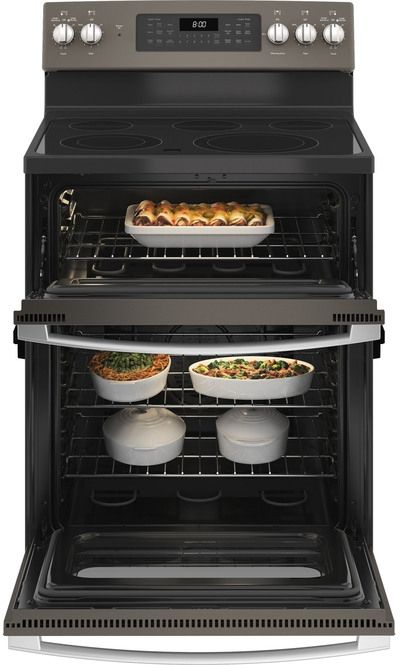 GE® 30" Slate Freestanding Electric Double Oven Convection Range-2