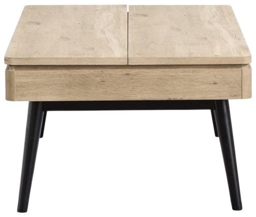 Magnussen Home® Fletcher Driftwood Lift Top Storage Cocktail Table with Black Base-3
