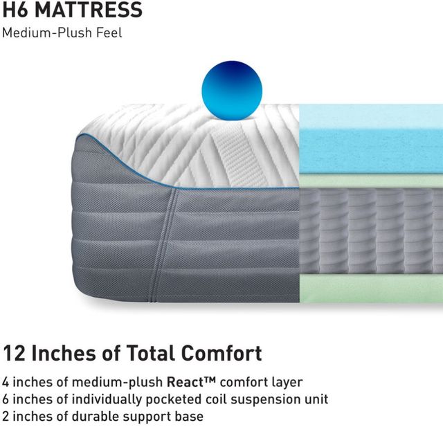 BEDGEAR® H6 Performance® 12" Hybrid Plush Pillow Top Split Head Queen Mattress-3