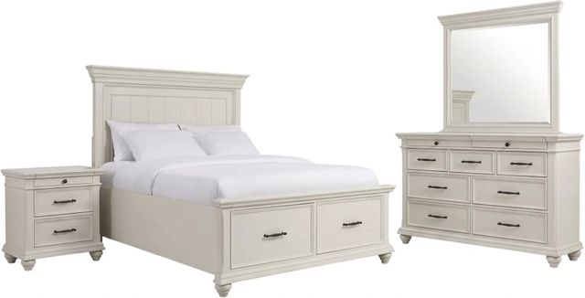 Elements International Slater 4-Piece Antique White Queen Platform Bedroom Set-0