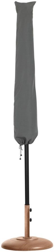 Meridian Furniture Amalfi White/Matte Black/Teak Aluminum Outdoor Patio Umbrella and Round Base-2