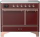 Ilve® Majestic III 40" Burgundy Pro Style Induction Range with Solid Door and Copper Trim-0