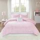 Olliix by Mi Zone Rosalie Pink and Silver Twin/Twin XL Metallic Printed Plush Comforter Set-0