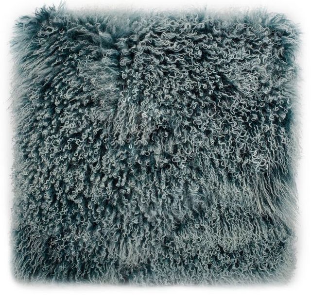 Moe's Home Collection Lamb Fur Teal Snow Large Pillow Pouf-0