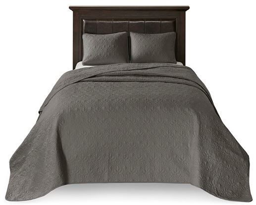 Olliix by Madison Park Quebec Dark Grey Full Reversible Bedspread Set-0