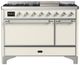 Ilve® Majestic III 48" Antique White Pro Style Dual Fuel Liquid Propane Range with Solid Door and Chrome Trim-0