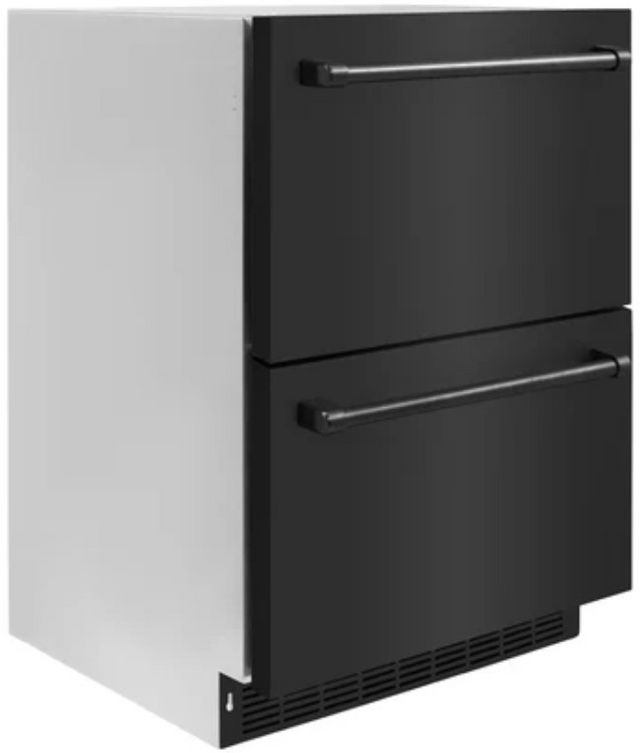 ZLINE 24 in. Touchstone 168 Can Outdoor-Rated Dual Refrigerator Drawer with Black Stainless Steel Doors-1