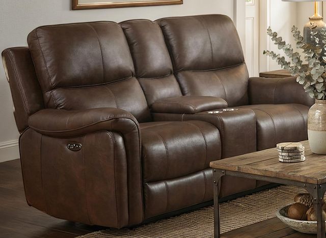 Behold™ Home Logan Brown Dual Power Console Loveseat-0