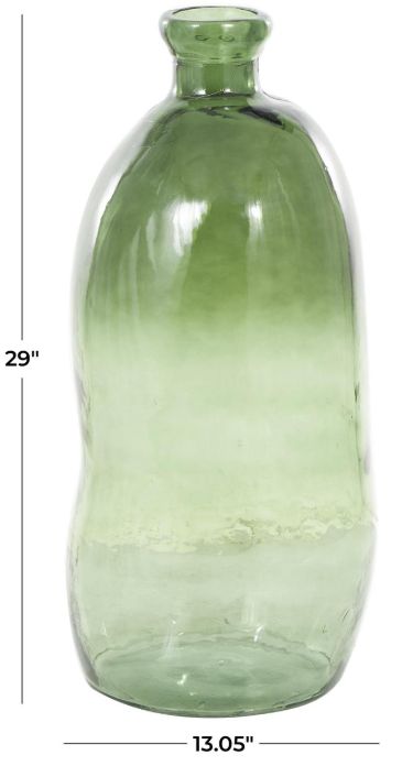 Deco Marche Green Recycled Tall Curved Ombre Spanish Bottle Vase-2