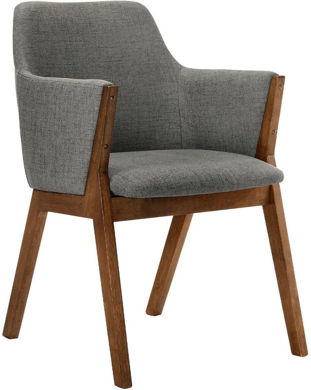 Armen Living Renzo 2-Piece Charcoal/Walnut Dining Side Chair Set-2