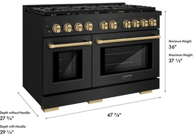 ZLINE Autograph Edition 48" Black Stainless Steel Pro Style Gas Range with 8 Burner Cooktop-2