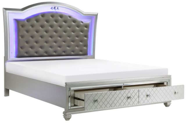 Mazin Furniture Leesa Silver Eastern King Platform Bed with Footboard Storage-2