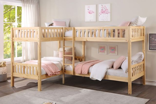 Mazin Furniture Bartly Natural Pine Twin Corner Bunk Bed-2