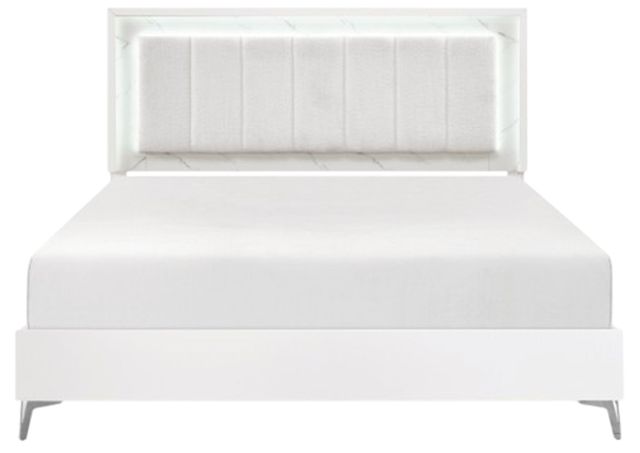 Homelegance® Ripple High Gloss White California King Panel Bed-2