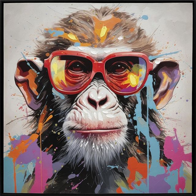 Classy Living Untamed Chimp in Red Shades Wall Art-0