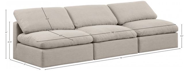 Meridian Furniture Indulge 3-Piece Beige Armless Sofa-2