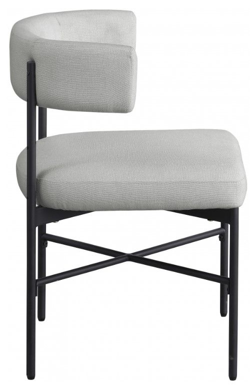 Meridian Furniture Rivage Gray/Matte Black Upholstered Dining Side Chair-2