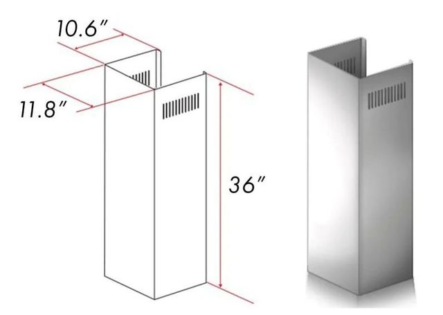 ZLINE 36" Stainless Steel Chimney Extension -2