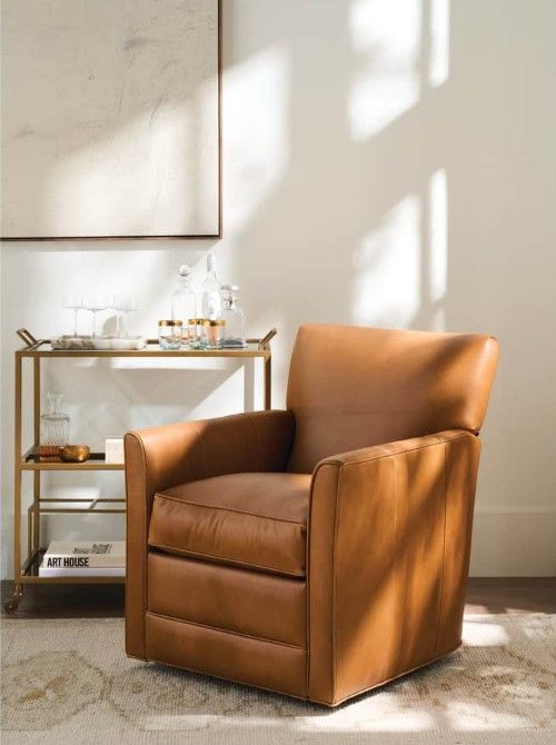 Rowe® Customizable Times Square Leather Manual Swivel Recliner-1