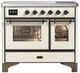 Ilve® Majestic III 40" Antique White Pro Style Induction Range with Triple Glass Door and Burnished Trim-0