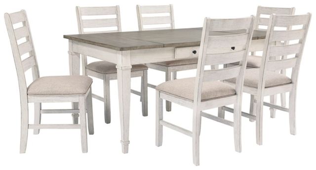 Signature Design by Ashley® Skempton 7-Piece White/Light Brown Dining Table Set