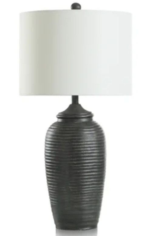 Stylecraft Matte Black Pottery/White Table Lamp -0