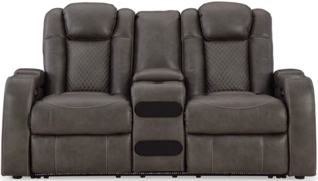 Signature Design by Ashley® Fyne-Dyme Shadow Power Reclining Loveseat with Console-2